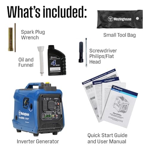 Westinghouse 2550 Peak Watt Super Quiet & Lightweight Portable Inverter Generator, RV Ready 30A Outlet, Gas Powered, CO Sensor, Parallel Capable, Long Run Time,Blue