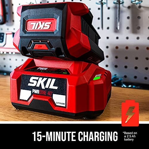 SKIL PWR CORE 40 Brushless 40V 10'' Pole Saw Kit with Over 9ft. Telescoping Shaft & Angled Head, Includes 2.5Ah Battery and Auto PWR Jump Charger - PS4561C-10