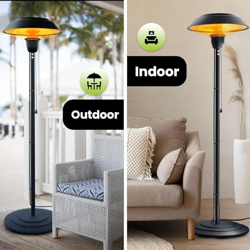 Indoor & Outdoor 1500W Electric Infrared Patio Heater, Waterproof & Tip-Over Protection, Perfect for Garden, Balcony
