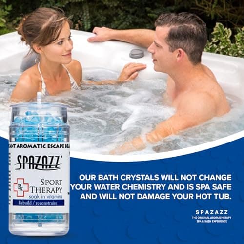 Spazazz Sports Athlete Hot Tub & Bath Salt Gift Bundle - Muscle Therapy 19 oz, Rx Joint 4oz, Detox 4oz, Aqua Therapy Re-Fresh 2.5oz, Sport Aroma Beads .5oz, scum Sponge, Hot/Cold Towel, Rubber Duck