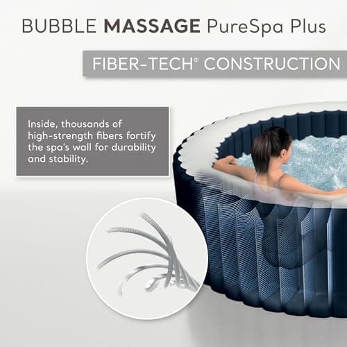 INTEX 28429EP PureSpa Plus Bubble Massage Spa Set: Includes Energy Efficient Spa Cover – 2 Contoured Headrest – LED Light – 4 Person Capacity – 77" x 28"