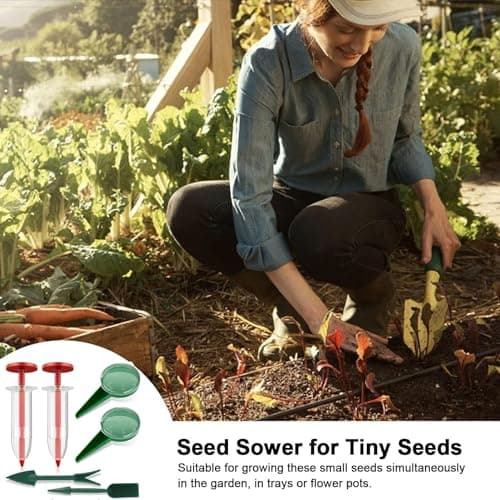 6 PCS Mini Seed Spreader, 2024 New Mini Sowing Seed Dispenser, Small Seed Planter Tool, Manual Seedlings Dibber and Widger Set, Seed Sower Spreader Handheld for Tiny Seeds, white, green, red