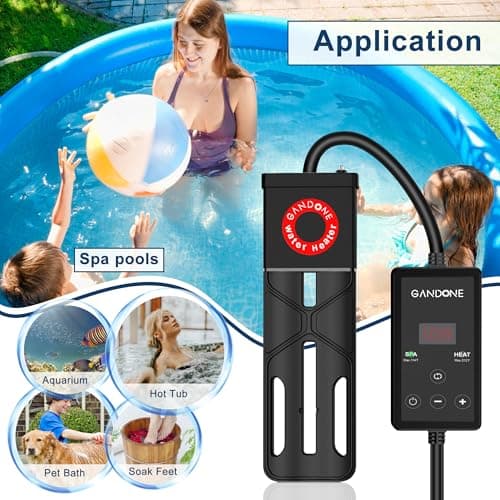 Dual Spa Water Heater, Portable Hot Tub Immersion Water Heater Cast Aluminum Submergible mit Temperature Sensor and Digital Display for Bathtub