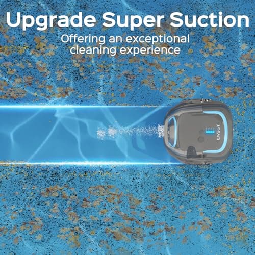 WYBOT A1 Cordless Robotic Pool Cleaner, Automatic Pool Vacuum with 120 Mins, Double Filters, LED Indicator, Fast Charging, Ideal for Above Ground & In-ground Flat Pools - Blue & Grey