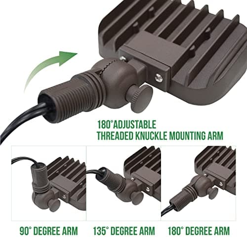 GKOLED 7W LED Outdoor Flood Light, Low Voltage Landscape Lighting, Waterproof Security Wall Lighting Fixture, 9-15V, 480 Lumen, 3000K, 1/2" Adjustable Knuckle Mount, Die-cast Aluminum, Brown
