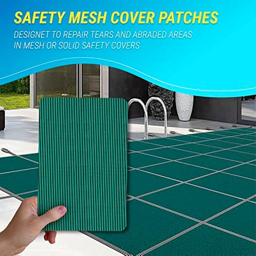 Pool Patch Repair Kit, Pool Safety Cover Patch Kit 12 x 8 Self Adhesive, Swimming Pool Cover Repair Kit 6 Pсs Green