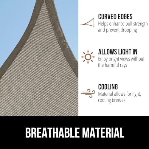 GORILLA GRIP Heavy Duty Sun Shade, UV Protection Fade Tear and Rust Resistant Rectangle Sunshade Canopy, Curved Edges Blocks Sunlight, Breathable Sail, Outdoor Patio, Lawn Garden, 8x10 FT Gray