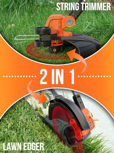 VARSK 20V 12" Cordless String Trimmer, 2 in 1 Trimmer and Edger with Auto Line Feed, 2 X 2.0Ah Batteries/1 X Fast Charger/6 X Bonus Spools Included, for Lawn, Garden, Yard, etc