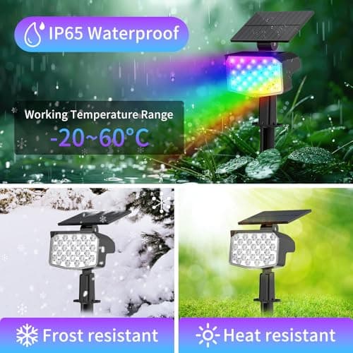WELALO Solar Color Changing Spot Lights Outdoor, Waterproof Solar Christmas Lights with 9 Modes, Multicolor RGB Landscape Spotlights for Garden Yard Driveway Lawn Patio Pathway Decorations, 6 Pack