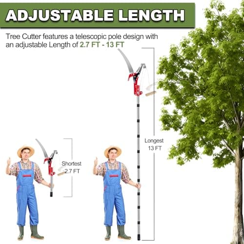 13ft Pole Saws for Tree Trimming, Lightweight Stainless Steel Tree Trimmers Long Handle Pruner, Tree Pruner Extendable, Manual Pole Cutter for Yard Garden Patios Trees Branches Cutting