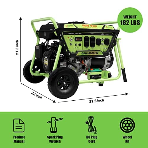 Gasoline Powered Portable Generator 10000 Watt, Recoil/Electric Start, 12V-8.3A Charging Outlets, Home Back Up & RV Ready, 49 State Approved（Excluding California）