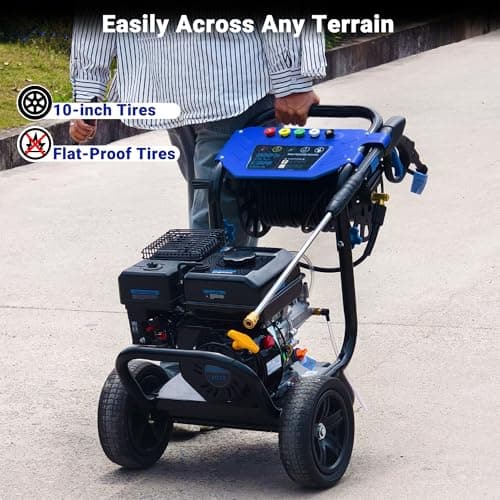 3600PSI Gas Pressure Washer, 2.3GPM Heavy-Duty High Power Washer with 212CC Engine, 5 Quick-Connect Nozzles, 30ft High-Pressure Hose & Hose Reel, Maintenance-Free Aluminum Axial Cam Pump