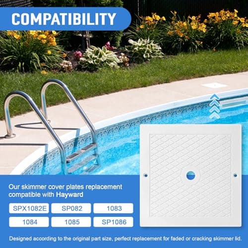 10'' Pool Skimmer Lid/Cover Replacement for Hayward SPX1082E, SP082 1083 1084 1085 SP1086, Square Skimmer Basket Deck Covers Plate for Inground Pools, Heavy Duty Plastic, White, 2 Pack