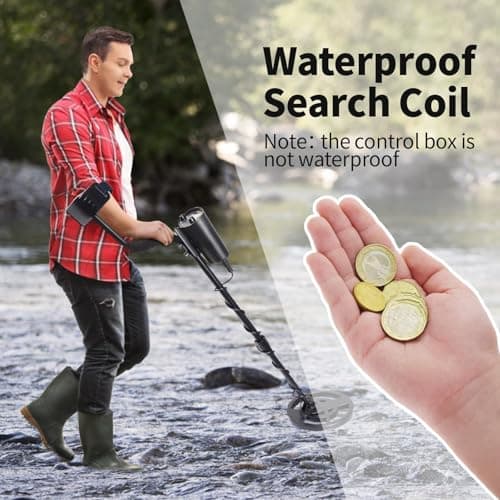 Metal Detector for Adults & Kids - Adjustable Stem, High Accuracy & 10" Waterproof Coil. Disc/All Metal Modes for Coin & Gold Detection by Beginners