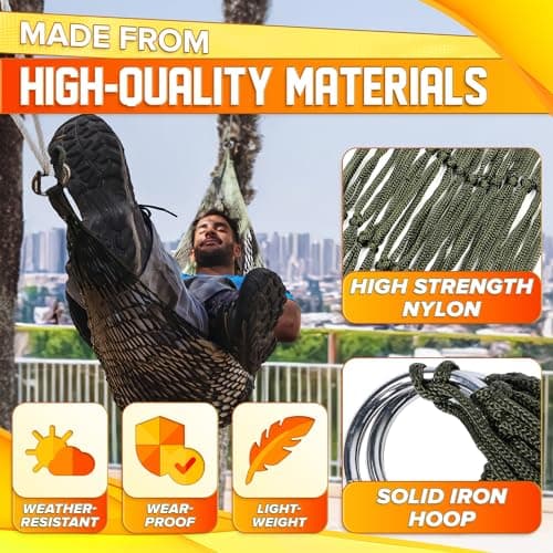 Mesh Rope Hammocks for Outside - Sleeping Hammock Nylon Camping - Hammock Large Weight Limit Swing Mesh Hammock Large Hammocks for Outside Nylon Hammocks
