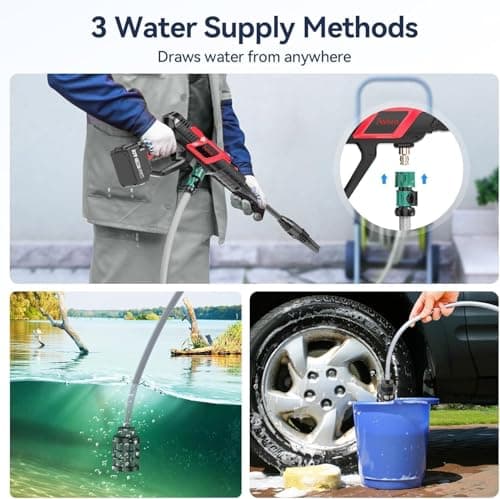 Cordless Pressure Washer - 1100 PSI BRUSHLESS Portable Cleaner with 2X 4.0Ah Batteries,3 Faucet Adapters,Garden Hose Connector,2 Adjustable Modes with 0-180° Nozzle,Car Washing Gun/Patios/Boats