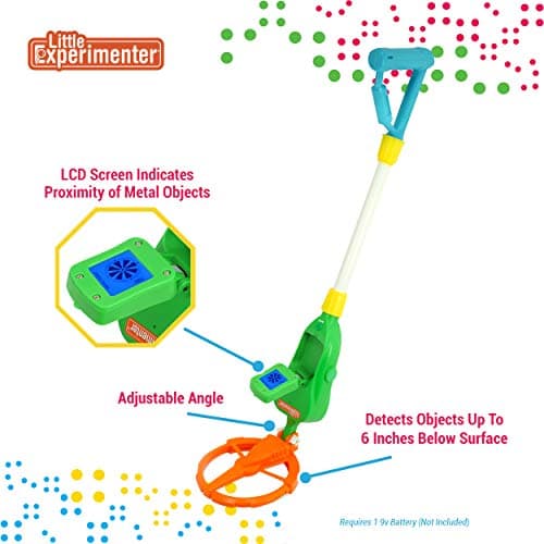 Metal Detector for Kids, Adjustable Beach Metal Detectors with LCD Screen, Detects 6" Underground, STEM Outdoor Activity Kit for Boy, Educational Gifts for Boys & Girls Ages 4-8 9 10-12 Years Old