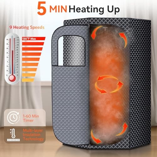 Sauna Box, Portable Steam Tent for Home Detox and Relaxation, Includes 3L Steamer, Remote Controller, Folding Chair, Adjustable Timer 1-60 Min, Large Size