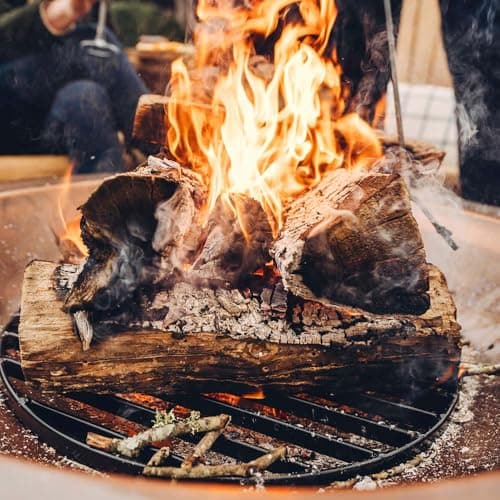 TITAN GREAT OUTDOORS Ash & Ember 40" Copper Outdoor Fire Pit with Solid Steel Base, Grate and Fire Iron Tool Included, Perfect for Backyard Fires and Gatherings