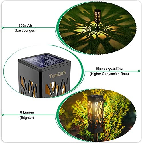 TomCare Solar Lights Outdoor Upgraded Bright Solar Pathway Lights Bigger Size Decorative Solar Waterproof Solar Powered Led Landscape Garden Lighting for Path Yard Walkway, 8 Pack