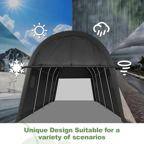 COBIZI Carport Canopy 12x20 Heavy Duty Portable Garage with Double Zippered Roll-up Doors & Vents, Large Space Car Canopy Car Tent Upgrade Waterproof for Cars, Boats, Trucks, Garden Tools, Gray