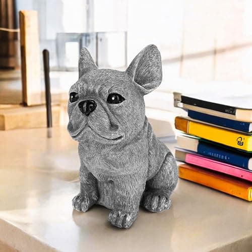 French Bulldog Statue 6.3 Inch – Polyresin Realistic Dog Figurine for Home Décor, English Bulldog Ornament Outdoor Garden, Lawn Gnome, Yard Art, and Flower Bed Decoration