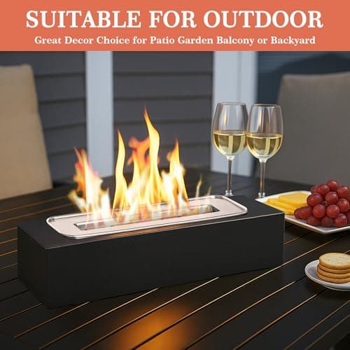 Tabletop Fire Pit with Smores Kit, Table Top Firepit Smores Maker, Portable Outdoor Fireplace Tabletop, Decor Home Patio Gifts for Women Mom Him Men - Mothers Day White Elephant Unique Gift, Black