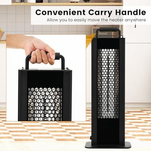 COSTWAY Outdoor Patio Heater, 1200W Freestanding Double-Sided Electric Infrared Heater w/Tip-Over Protection & Silent Heating, IP65 Waterproof Portable Heaters with Handle for Outdoor Patio Porch