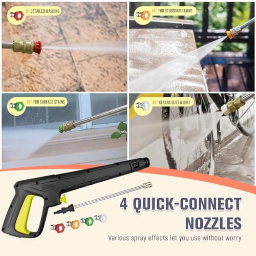 Electric Pressure Washer 4800PSI-Max 2.9GPM Power Washer with 25 Feet Hose,16.4 Feet Power Cord, Car Wash Machine Yellow Ideal Cleaning for Garden