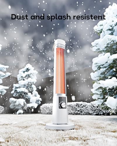 Patio Heater for Outdoor Use, Electric Space Heater Indoor, Portable Infrared Heater with 60-Degree Oscillation, Timer, Remote, for Patio, Gazebo, White