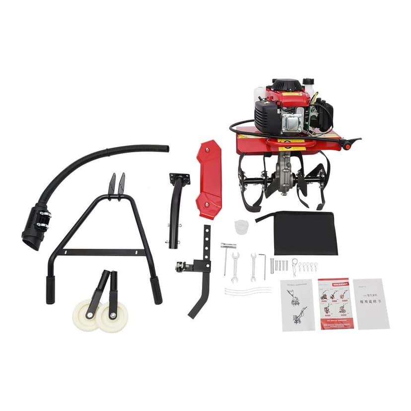 4-Stroke 63CC Gas Powered Tiller Cultivator Garden Yard Rototiller Tilling Tool Gas Tiller- Ideal for Garden, Lawn, Soil Cultivation, Weed & Digging