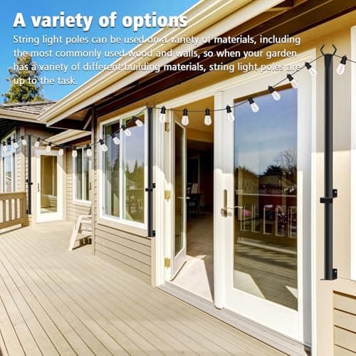 4 Pack String Light Poles,5Ft Metal Poles for Outdoor String Lights,Outdoor Light Poles with Post,Poles/Stand for Outside,Patio,Deck,Backyard,Garden Wedding,Party