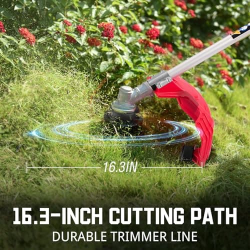 PowerSmart 4 Cycle 37cc Weed Wacker Gas Powered, 3 in 1 Detachable Straight Shaft Multipurpose Trimmer with 16" Cutting Path, 10" Brush Cutter Blade, Edger Lawn Tool for Yard, Garden