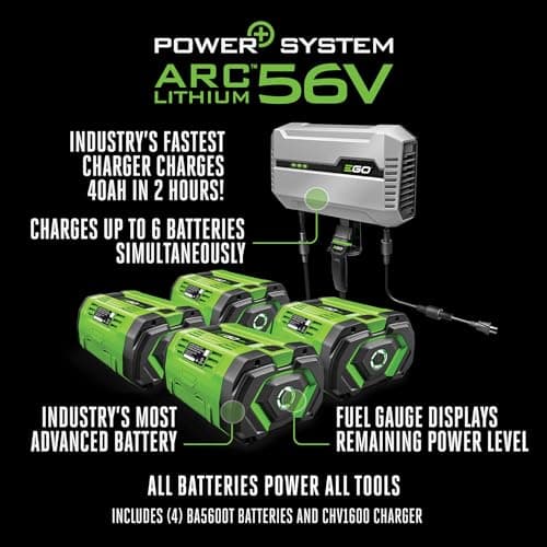 EGO Power+ Electric Riding Lawn Mower, 42" Deck with Zero Turn Radius, Includes (4) 56V 10.0Ah Batteries and Charger - ZT4204L