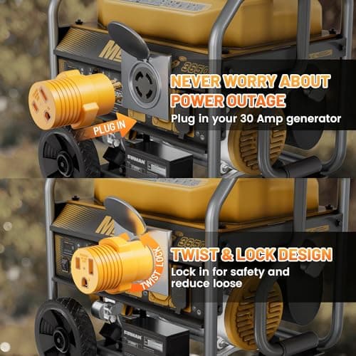 MECMO NEMA L14-30P to 6-50R Generator to Welder Adapter Plug, 30 Amp to 50 Amp Twist Locking Generator 4 Prong Male Plug to 3 Prong 240V Welder Outlet for Welder Welding Generator Adaptor Connector