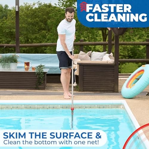 ProTuff 19" Fine Pool Net – Comes Cleans 3X Faster Than Vacuums – Wide Pool Skimmer with Deep Bag for Easy Maintenance – Skimmer Net for Leaves, Bugs & Other Debris