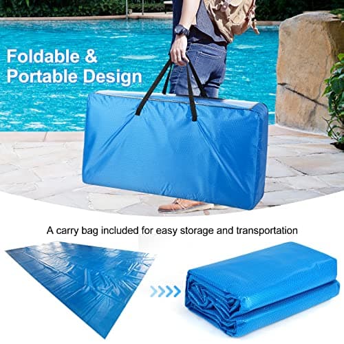 S AFSTAR 20ft x 40ft Pool Cover, Rectangle Swimming Pool Cover with Carry Bag, Waterproof & Dustproof Heavy Duty Pool Cover, 12-MIL Heat Retaining Pool Solar Blanket for Above-Ground & In-Ground Pools
