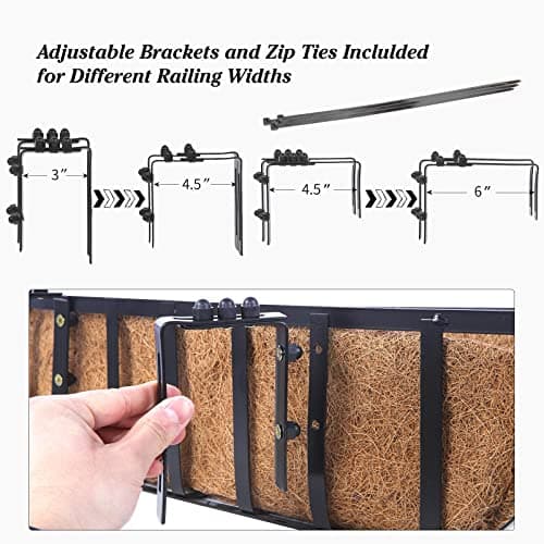 Railing Planter Window Box Deck Balcony Rail Planter 24 Inch for Porch Fence Patio Outdoor 4 Pack