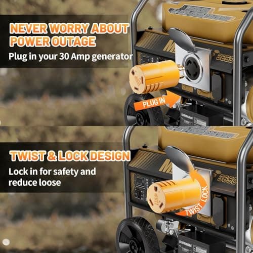 MECMO NEMA L14-30P to TT-30R 30 Amp RV Generator Adapter, 4 Prong Locking 120/240V L14-30P Generator Plug to TT-30R 30A RV Outlet, Transfer Switch Ready Portable Generator Power Adaptor w/ ETL Listed