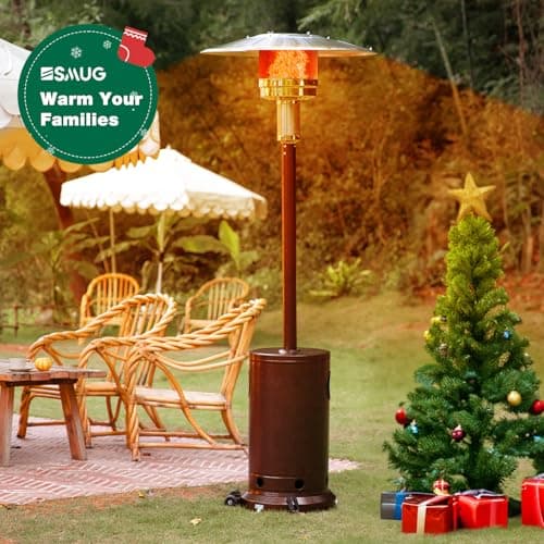 48,000 BTU Propane Heater Outdoor Patio Heaters with Wheels, Patio Heater Deck Porch for Outdoor Use Camping Backyard Commercial,Double-Layer Stainless Steel Burner, 87" H