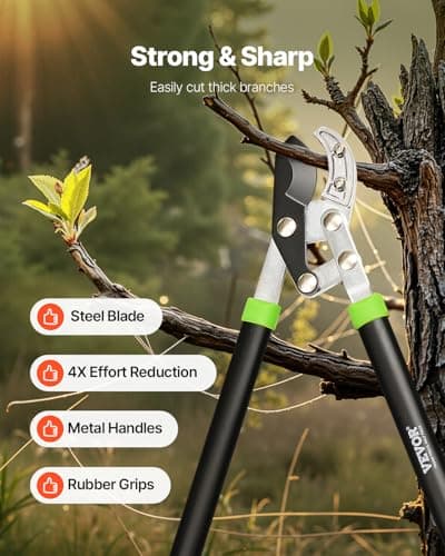 VEVOR Loppers for Tree Trimming, 32 inch Garden Anvil Trimmer with Compound Action, Sharp Steel Blade, Heavy Duty Tree Branch Cutter Up to 2 inch Dia Cut Capacity, Ergonomically Designed Handles