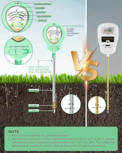 2025 Upgraded Soil Moisture Meter for Plants, Soil pH Meter, 4-in-1 Soil Tester for Light/Moisture/pH/Fertility, Plant Water Meter for Garden, Lawn, Farm, Indoor & Outdoor