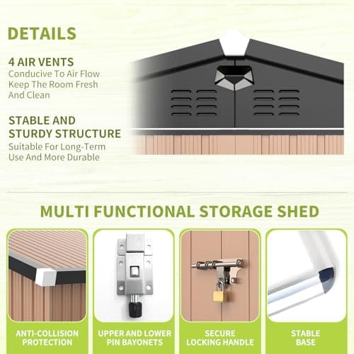 Metal Storage Shed,Outdoor Storage Building 10x12,Large Backyard Shed with Lockable Doors,Waterproof Outside Storage Sheds