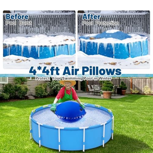 Pool Pillows for Above Ground Pools 4x4 FT Pool Pillow for Winterizing with Boston Valve 0.4mm PVC Air Pillow for Above Ground Pool Winter Swimming Pool Closing Kits with 50ft Rope (2 PCS)