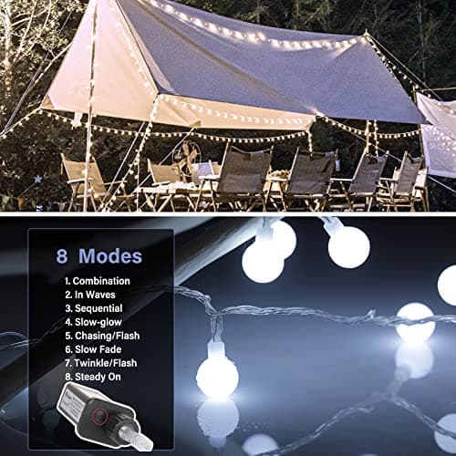 Minetom 33 Feet 100 Led Globe Ball String Lights, Fairy String Lights Plug in with Remote, Waterproof Globe String Lights for Indoor Outdoor Party Wedding Christmas Tree Garden Decoration, Pure White