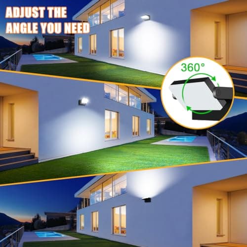 Juyace 60W LED Flood Lights Outdoor Wall Pack Light No photocell Lighting Fixtures for House 360° Rotational 6000lm 5000K IP65 Waterproof Modern Security Floodlights for Above Garagee