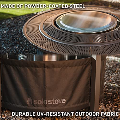 Solo Stove 42 Inch Fire Pit Surround Tabletop - Portable Protective Barrier for Wood Burning Fire Pits for Safety & Extra Space - Powder-Coated Steel and UV-Resistant Outdoor Fabric, Black