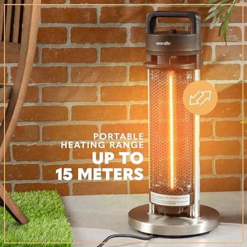 SereneLife Infrared Patio Heater, 900W Electric Heater with Remote, 360° Tip-Over Safety Switch, IP44 Approved, Indoor/Outdoor for Patio, Restaurant, Backyard, Garage, Decks
