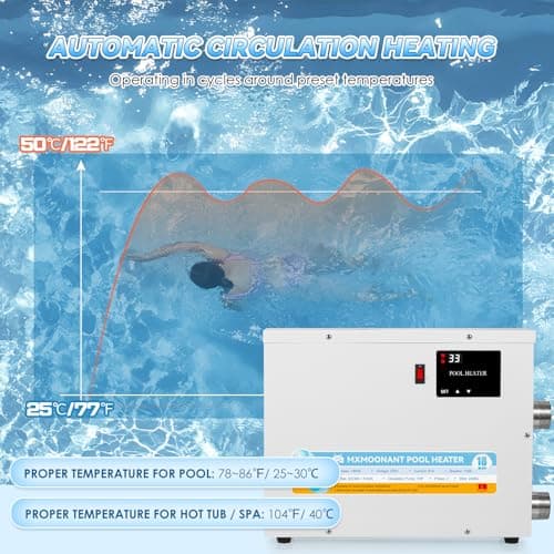 Mxmoonant SPA Heater, 18KW 220V Swimming Pool Heaters Hot Tub Water Thermostat with Touchscreeen for Above Ground Inground Pool, Spa, Bathtub