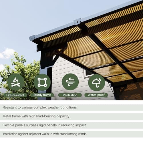 Aoxun Gazebo for Patio 10' x 14', Premium Gazebo Pergola with Sloped Roof, Large Wall-Mounted Heavy Duty Awnings, for Backyard, Patio, Deck and More